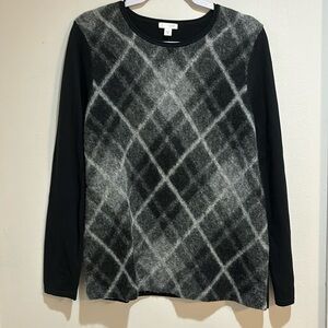 J. Jill Black and Gray Argyle Sweater